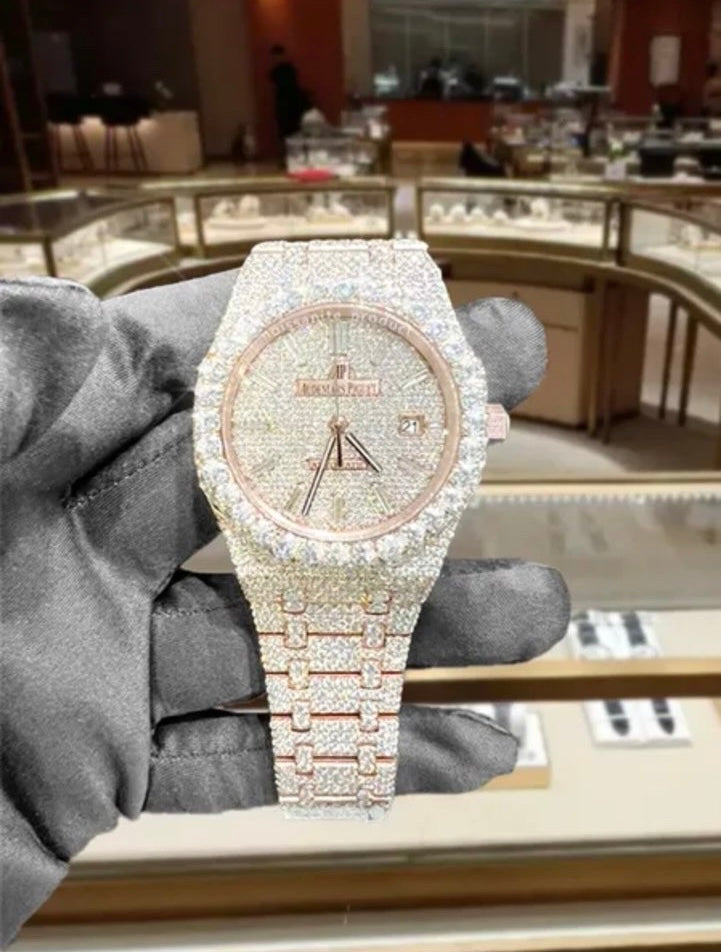 Silver & Rose Gold Iced Audemars Piguet