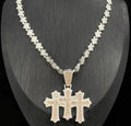 White Gold And Gold Multilayer 3 Cross