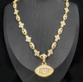 Gold Diamond Eye Pendant With Mini Eye Chain
